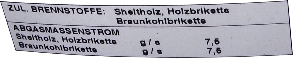 Typenschild gibt Auskunft über zulässige Brennstoffe