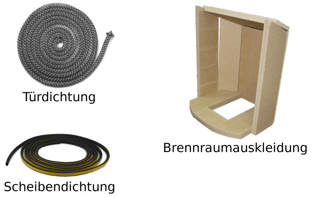 Tür- und Scheibendichtung sowie die Brennraumauskleidung eines Oranier Polar 4